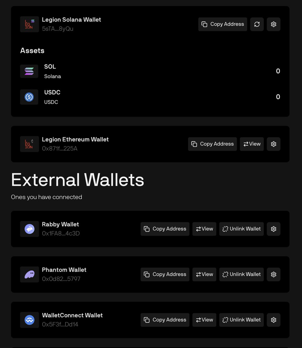 Legion wallet UX update