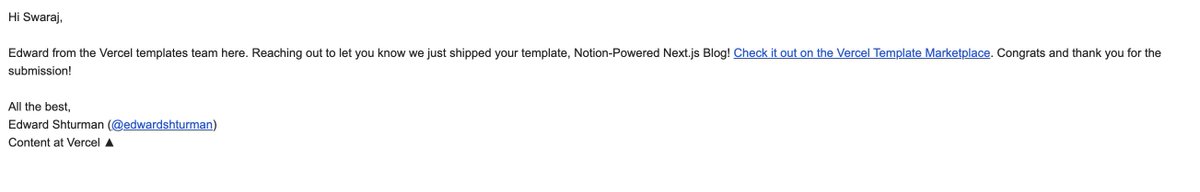 First Vercel template approved