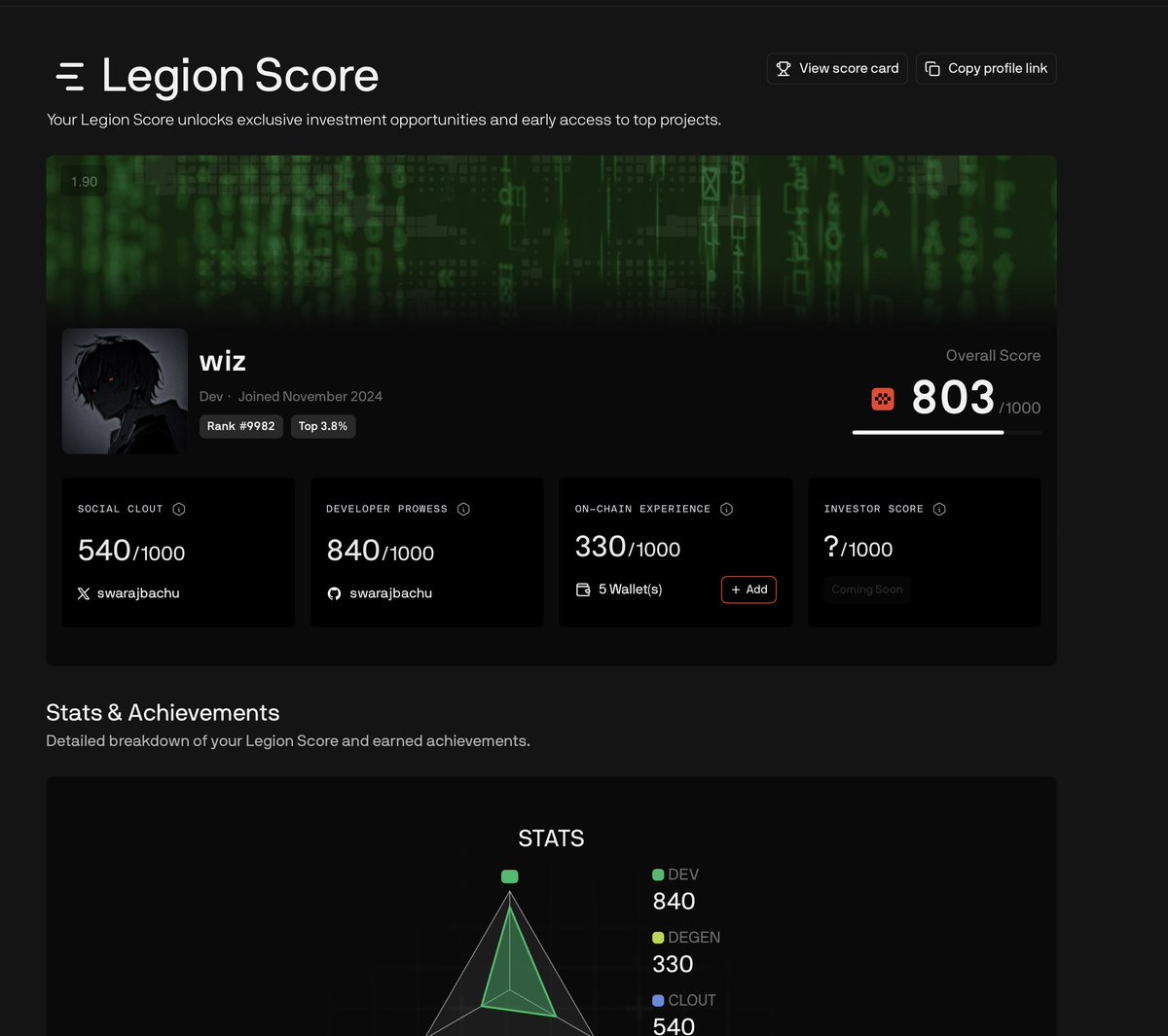 Legion score page redesign